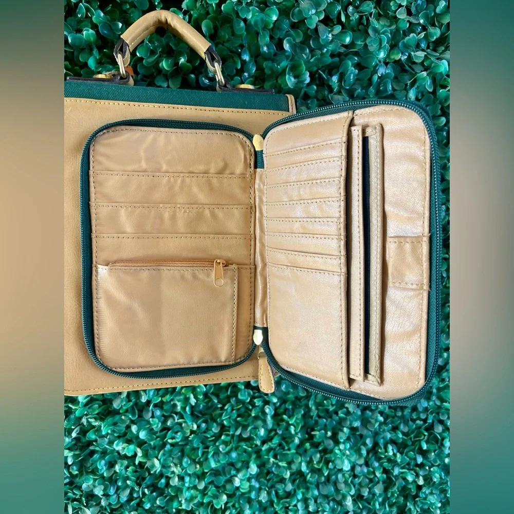 Vintage Leather Canvas Dooney & Bourke Multi Compartment Purse Handbag - Picture 5 of 13